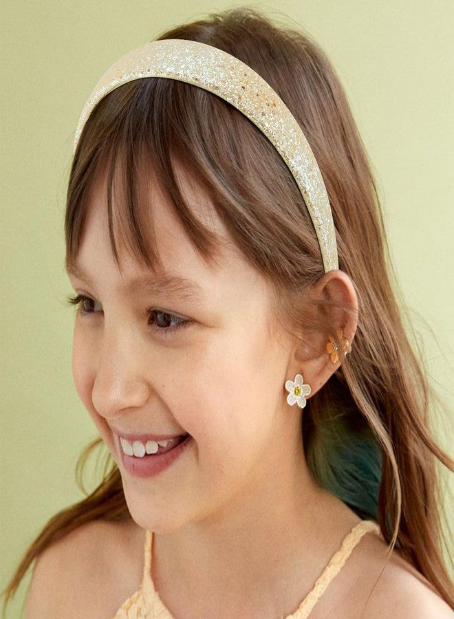 CUBACO Glitter Headbands for Women Girls, Rainbow Bling Pink Headband Cute Hair Accessories for Girls Puffy Sparkle Hair Bands with Teeth - Image 2